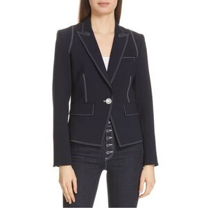 Veronica Beard Machenzie Dickey Jacket Contrast Stitch Blazer Navy Size 10